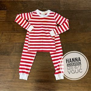 Hanna Andersson 120 size 6-7 red white stripe pajamas